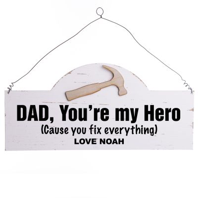 Personalised Arched Country Hammer Wood Plaque - My Hero