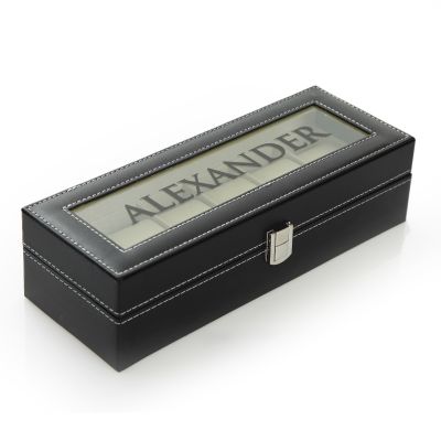 Personalised Deluxe Mens Watch Box - 6 Compartment