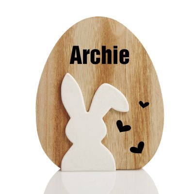 Personalised Easter Egg Ornament with White Bunny Ears