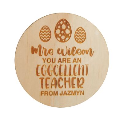 Personalised Easter Treat Jar with Wooden Lid - Eggcellent Teacher