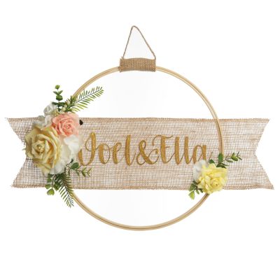 Personalised Spring Yellow Large Floral Embroidery Hoop Wreath