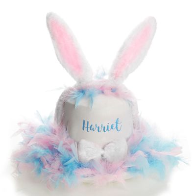 Personalised Easter Pink and Blue Feather Bunny Top Hat