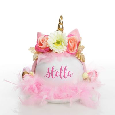 Personalised Floral and Feathers Unicorn Easter Hat