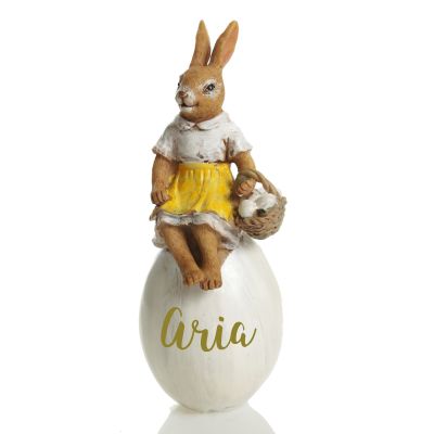 Personalised Girl Bunny on Egg Easter Ornament