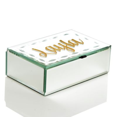 Personalised Glass Mirror Jewellery Box with Bevelled Edge