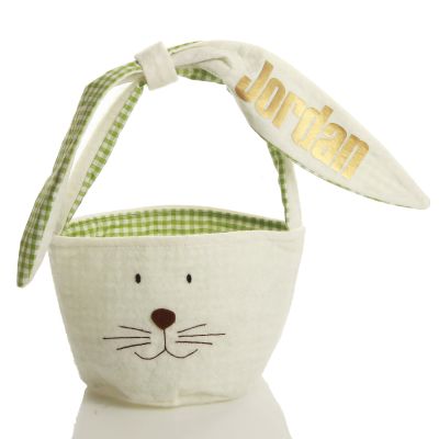Personalised Green Gingham Bunny Easter Basket