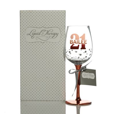 Personalised Happy 21st Birthday Wine Glass - Split 