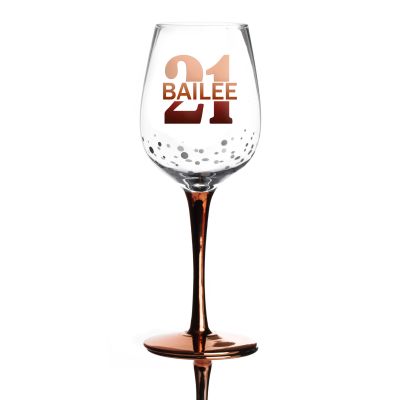 Personalised Happy 21st Birthday Wine Glass - Split 