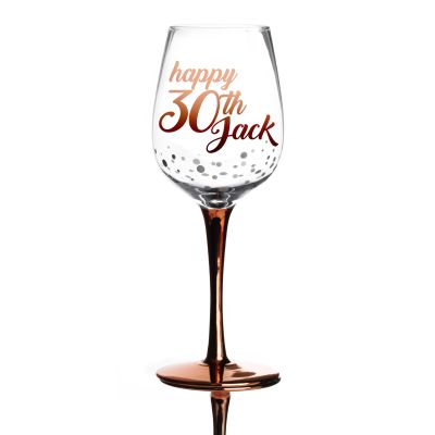 Personalised Happy 30th Birthday Wine Glass - Script Font