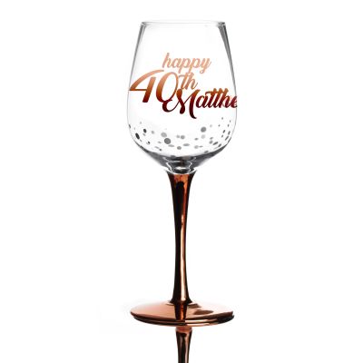 Personalised Happy 40th Birthday Wine Glass - Script Font