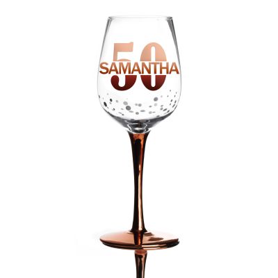 Personalised Happy 50th Birthday Wine Glass - Split 