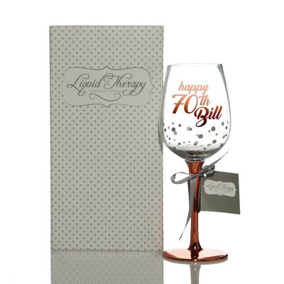 Personalised Happy 70th Birthday Wine Glass - Script Font