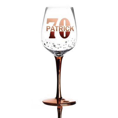 Personalised Happy 70th Birthday Wine Glass - Split 
