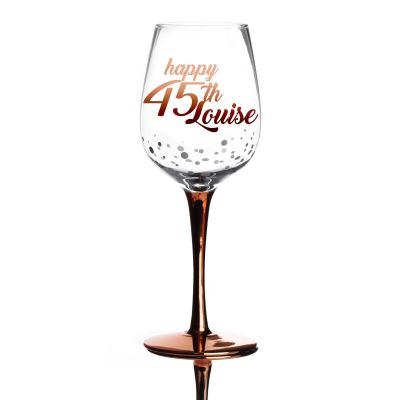 Personalised Happy Any Age Birthday Wine Glass - Script Font