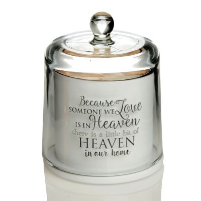 Personalised Because Someone We Love is in Heaven White Soy Candle with Glass Cloche