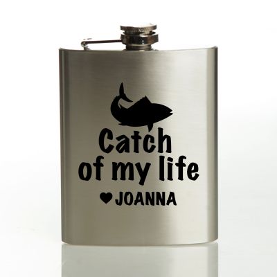 Personalised Catch of My Life Stainless Steel Hip Flask