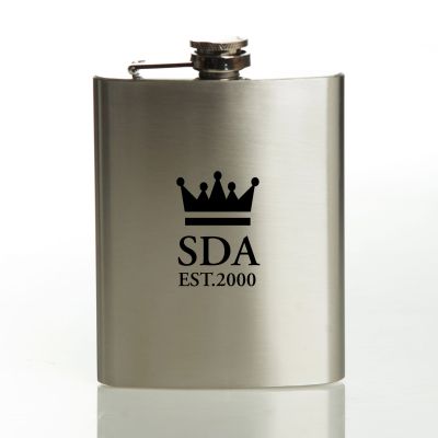 Personalised Crown Monogram Stainless Steel Hip Flask