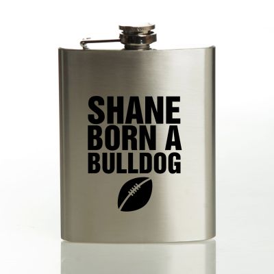 Personalised Born for Football Stainless Steel Hip Flask
