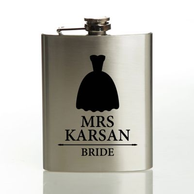 Personalised Wedding Bride Hip Flask Set