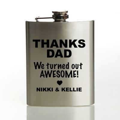 Personalised Thanks Dad Hip Flask