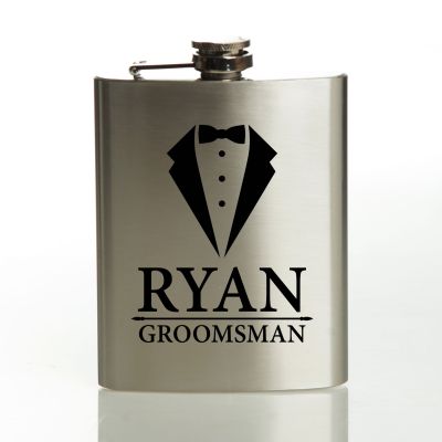 Personalised Wedding Groomsman Stainless Steel Hip Flask