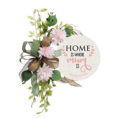 Personalised Chrysanthemum Mother's Day Wreath - Home Is Where Mum Is