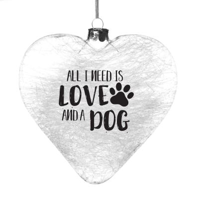 Personalised Icicle Glass Heart - Love and a Dog