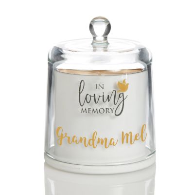 Personalised In Loving Memory White Soy Candle with Glass Cloche