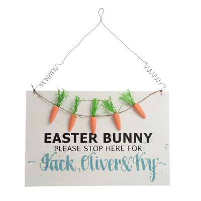 Personalised Carrots and Easter Bunny Please Stop Here Easter Plaque