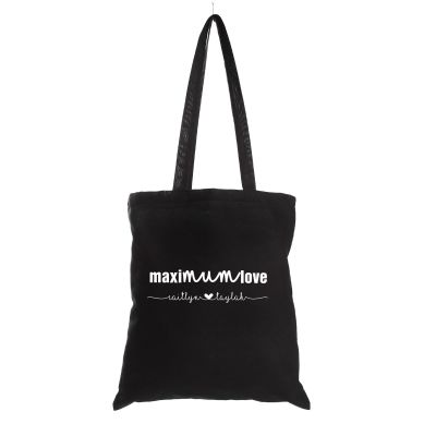 Personalised Maximum Love Calico Tote Bag - Black
