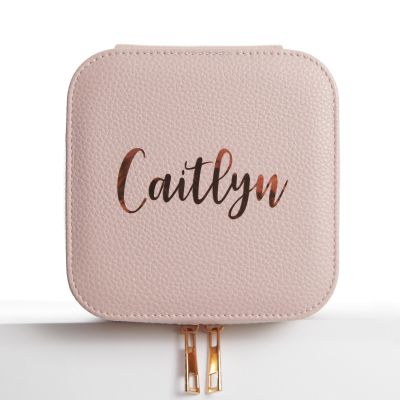 Personalised Medium Pink Travel Jewellery Case