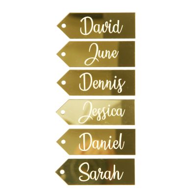Personalised Mirror Acrylic Etched Name Tags - Set of 6