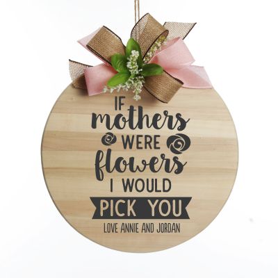 Personalised Large Round Wood Mother's Day Plaque - If Mother's Were Flowers