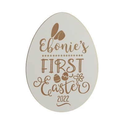 Personalised My First Easter Plaque - Fun Egg - White MDF