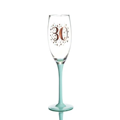Personalised Pastel Iridescent 30th Champagne Flute Glass