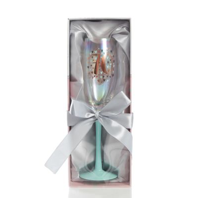 Personalised Pastel Iridescent 70th Champagne Flute Glass