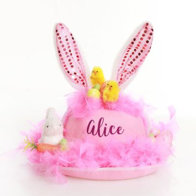 DIY Personalised Pink Feather and Bunny Easter Hat Kit