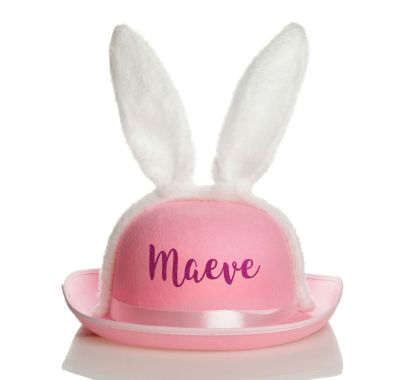 Personalised Pink Felt Easter Hat with Fluffy Bunny Ears 