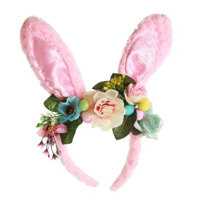 Personalised Easter Hunt Pink Floral Bunny Ears Easter Headband and Bucket Pack