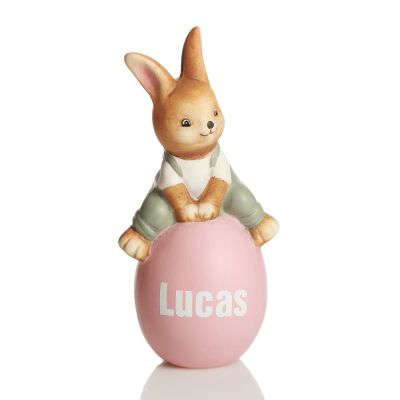 Personalised Playful Bunny on Pink Egg