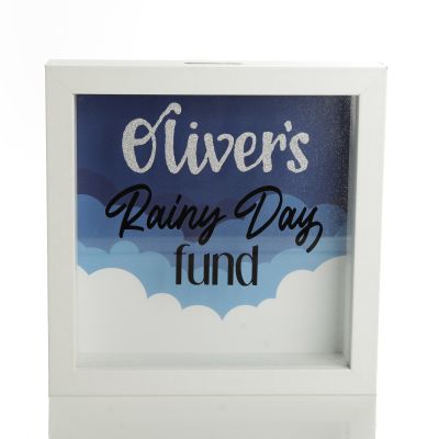 Personalised Rainy Day Fund Money Box - Glitter