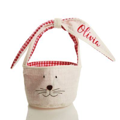 Personalised Red Gingham Bunny Easter Basket 