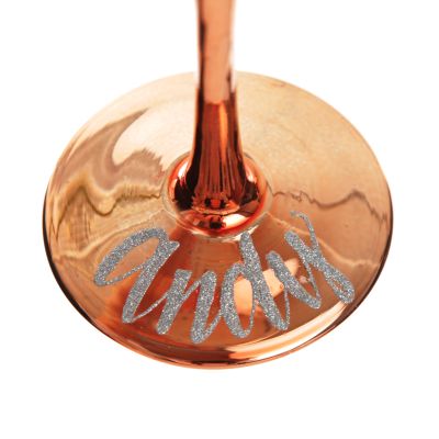 Personalised Rose Gold Happy 70th Birthday Wine Glass