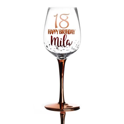 Personalised 18th Happy Birthday Wine Glass