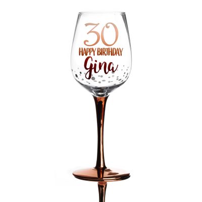 Personalised 30th Happy Birthday Wine Glass