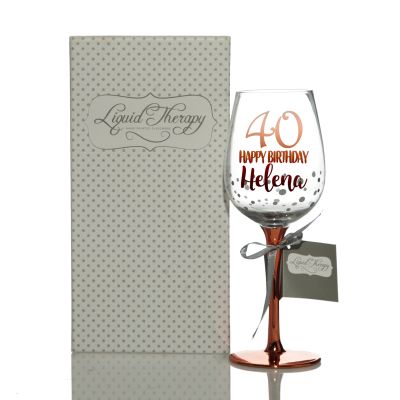 Personalised 40th Happy Birthday Wine Glass