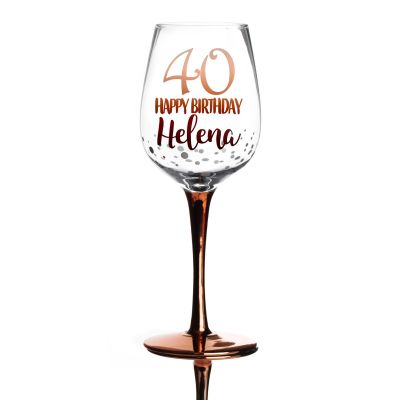Personalised 40th Happy Birthday Wine Glass