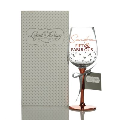 Personalised 50th Birthday Wine Glass - Fifty & Fabulous