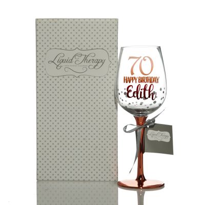 Personalised 70th Happy Birthday Wine Glass