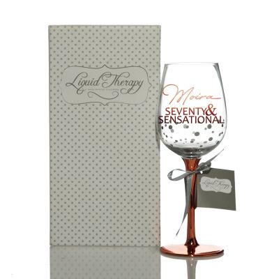 Personalised 70th Birthday Wine Glass - Seventy & Sensational 